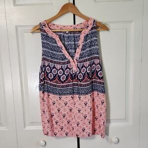 Rose & Rhyme Womens Colorful Abstract Floral‎ Tank Top SZ Med Beach Southwestern